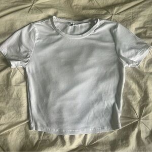 Garage Womens XS White Ribbed Crop Top